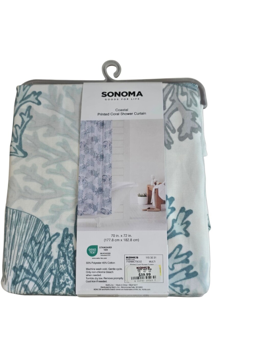 Sonoma Coastal Coral Seashell Shower Curtain 70x72 NWT Beach Ocean - Picture 3 of 3